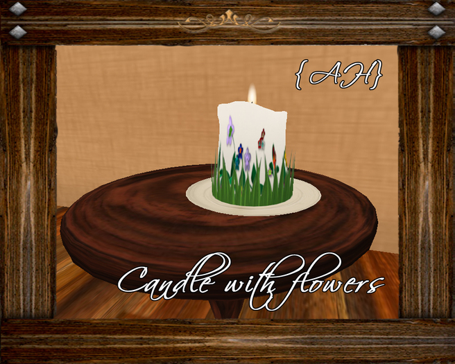 {AH} Candle with Flowers - Boxed