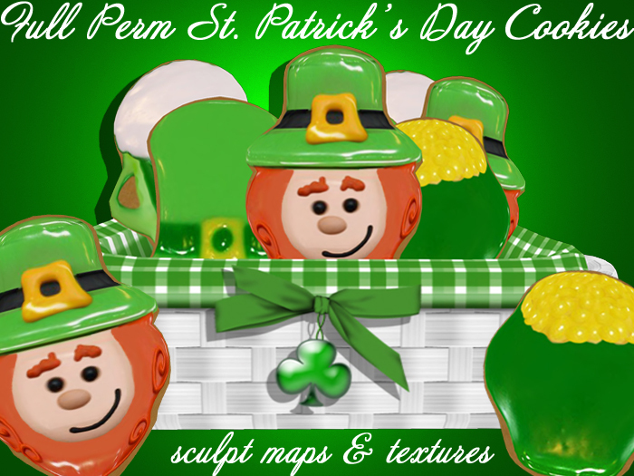 FULL PERM St. Patrick's Day Cookie Basket Sculpt Maps & Textures