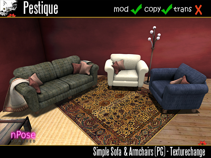 Simple Sofa & Armchairs (PG) /w Texturechange mod/copy version