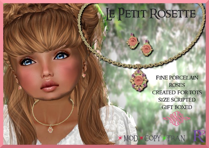 (WA) Le Petit Rosette Victorian Porcelain Rose Yellow Gold Necklace and Earring Set Pink Sapphire Gemstone