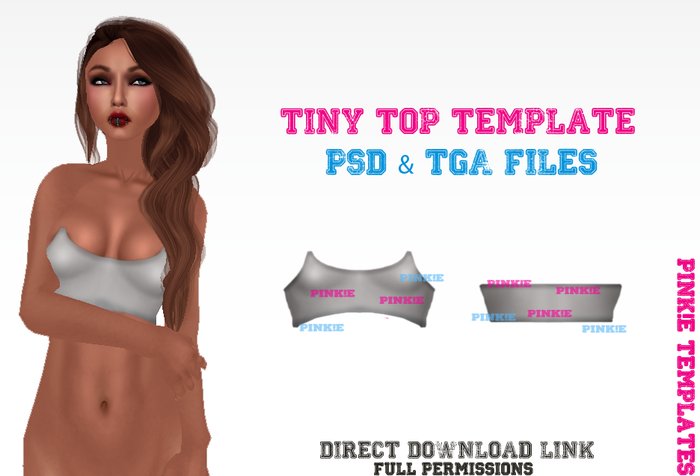 {Pink!e} Tiny Top Template - Psd&Tga Files