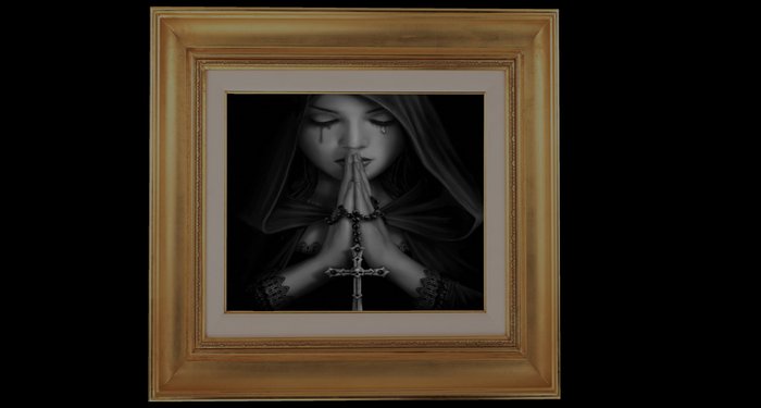 Goth Prayer Picture In Frame (2 prims) BOXED