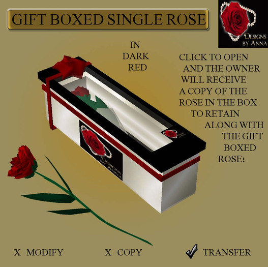 MP GIFT BOXED SINGLE ROSE IN DARK RED