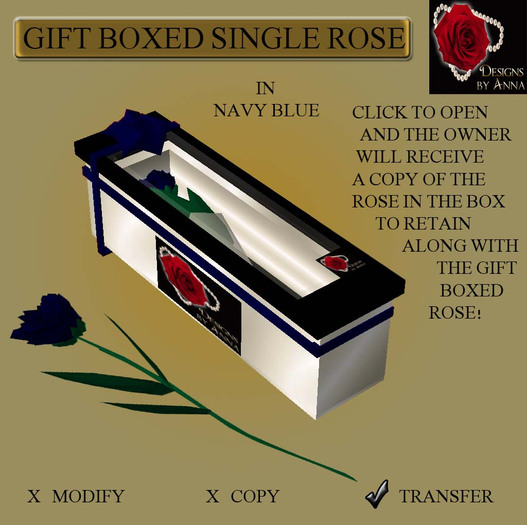 MP GIFT BOXED SINGLE ROSE IN NAVY BLUE