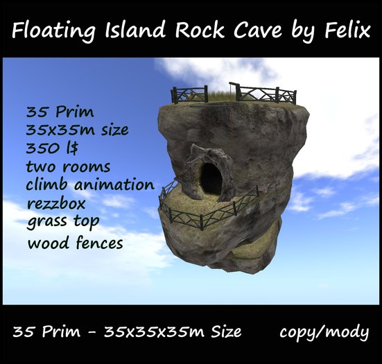 Floating Island Rock Cave ( for waterfall landscaping cavern grotto home garden sky skybox tree plant stone tiki nature)