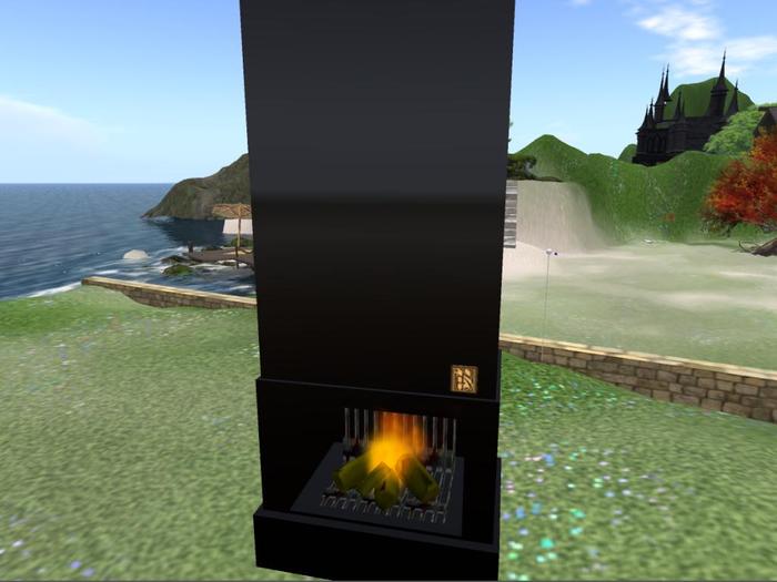 Fireplace black (fire burning)