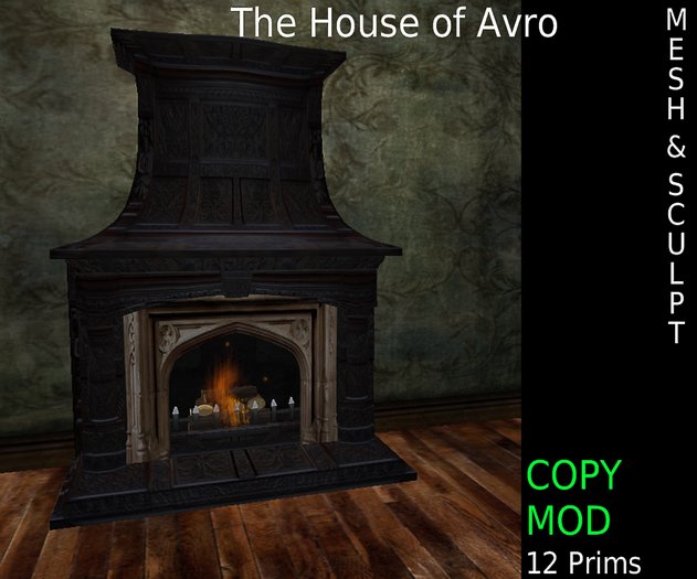 Carved gothic castle fireplace v2 Mesh