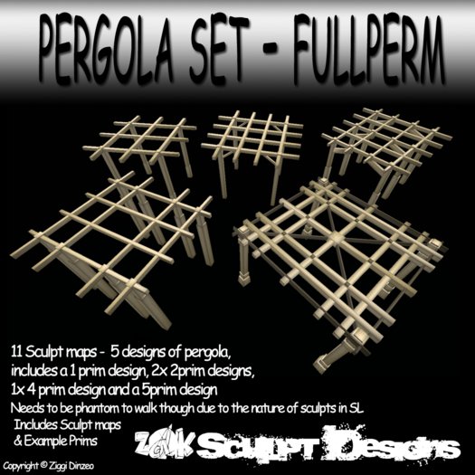 Z@k - Pergola Set - Sculpt Full Perm 