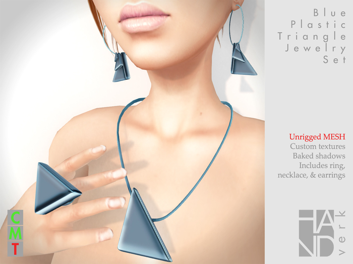 [HANDverk] Blue Plastic Triangle Jewelry Set 