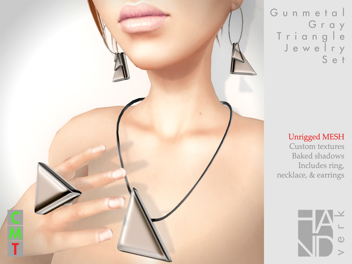 [HANDverk] Gunmetal Gray Triangle Jewelry Set 