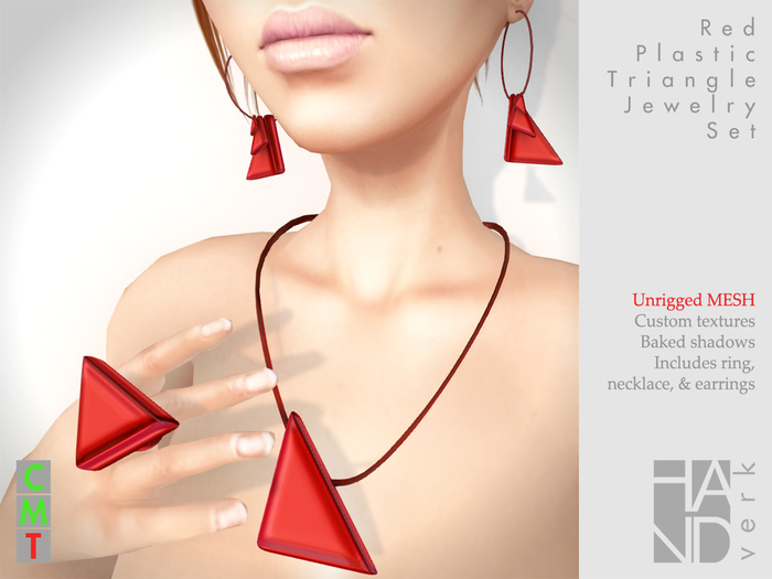 [HANDverk] Red Plastic Triangle Jewelry Set 