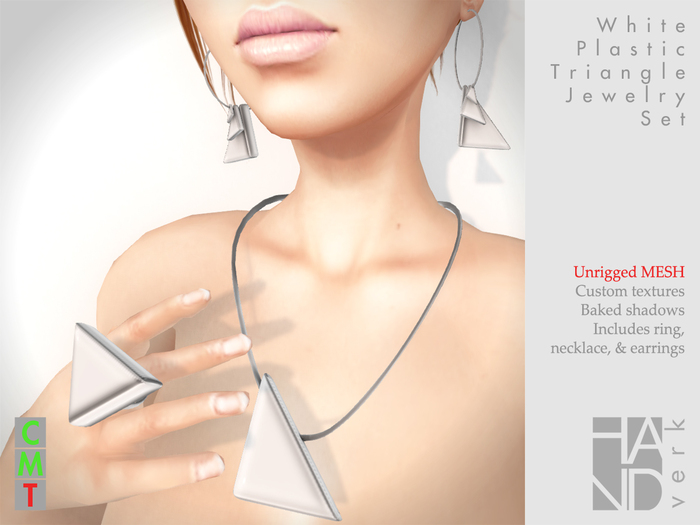 [HANDverk] White Plastic Triangle Jewelry Set 