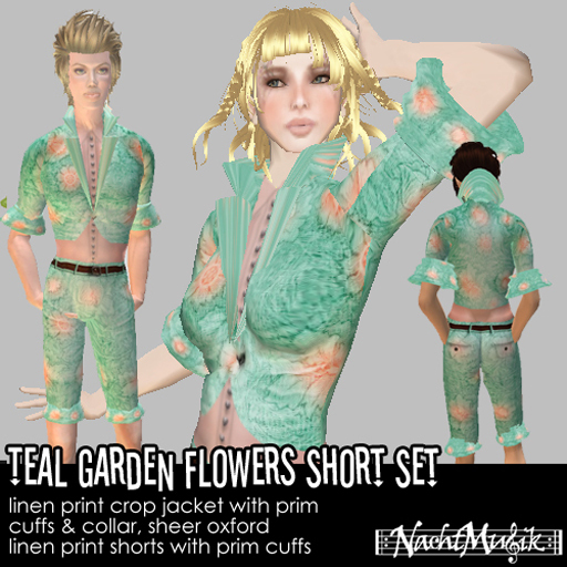 nM Teal Garden Flowers Short Set