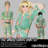 nM Teal Garden Flowers Short Set