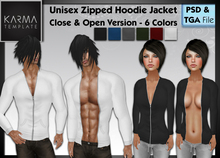 Karma Template - Psd & Tga - Zipped Hoodie/Jacket Close & Open Version - 6 Colors