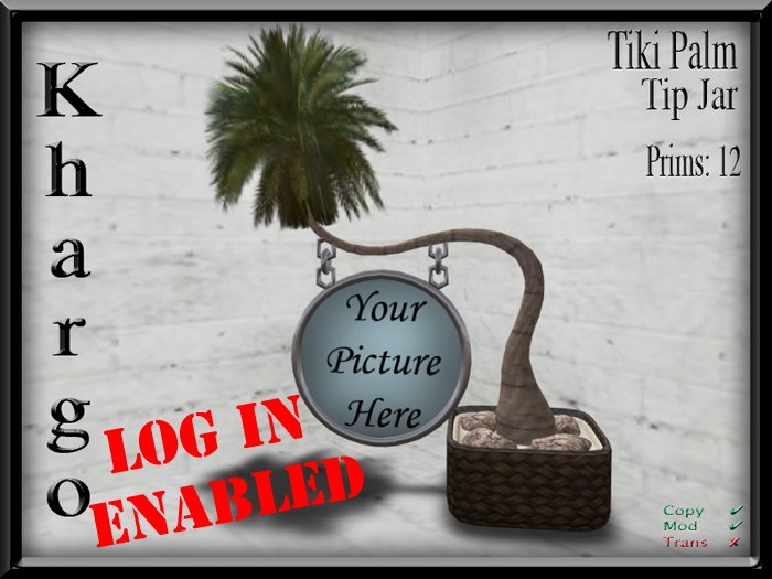 Khargo: Tiki Palm Tip Jar / Tipjar - Log In Version for Clubs / Employees / Split Tips