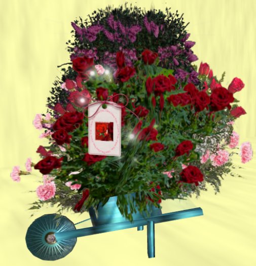 Flowers Blue Wagon