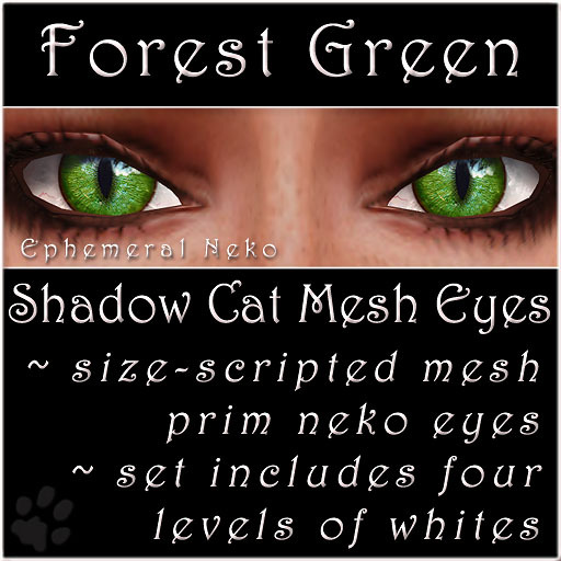 Ephemeral Neko - Shadow Cat Mesh Eyes (Forest Green)