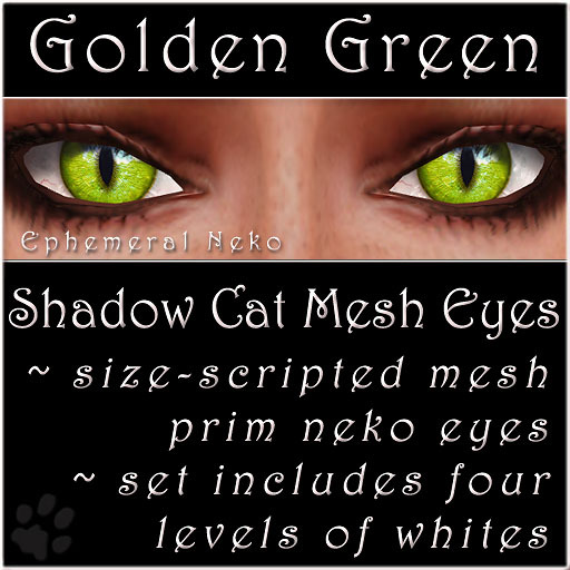 Ephemeral Neko - Shadow Cat Mesh Eyes (Golden Green)