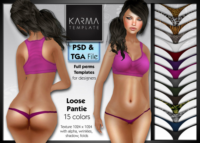 Karma Template - Psd & Tga - Sexy Loose Pantie - 15 Colors