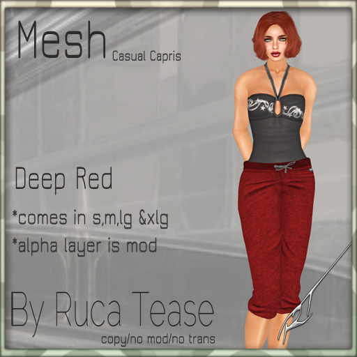 mesh capri dark red