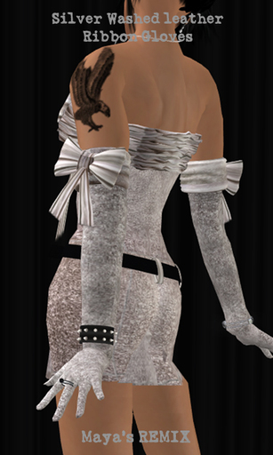 Maya's REMIX Silver Washed Leather Ribbon Gloves