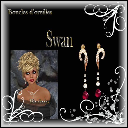 BOUCLES D OREILLES SWAN RUBIS