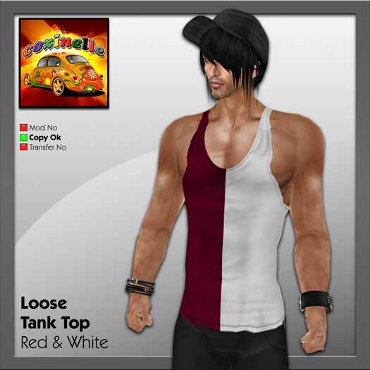 Coxi - Red - Loose Tank Top Bicolor - male