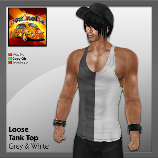 Coxi - Grey - Loose Tank Top Bicolor - male