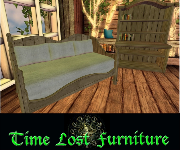 Wooden Rustic Cuddle Daybed with Cabinet