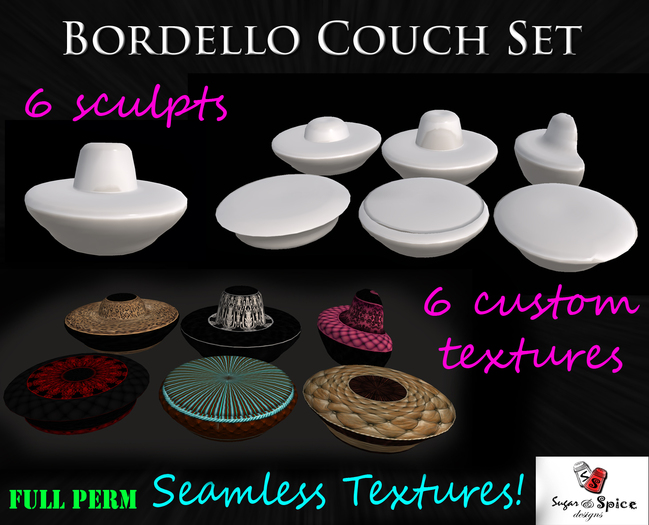 Bordello Couch Set by Sugar & Spice Designs