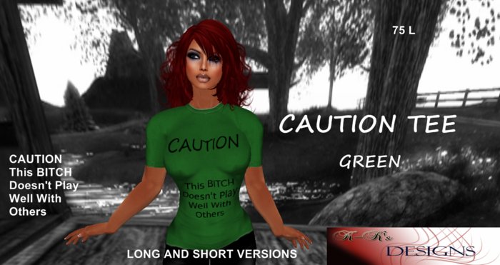 Caution Tee Green