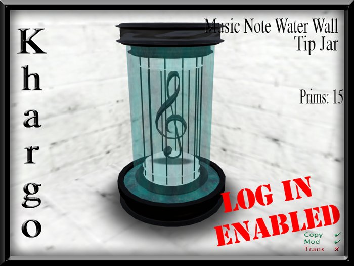 Khargo: Music Note Water Wall Tip Jar / Tipjar - Log In Version for Clubs / Employees / Split Tips