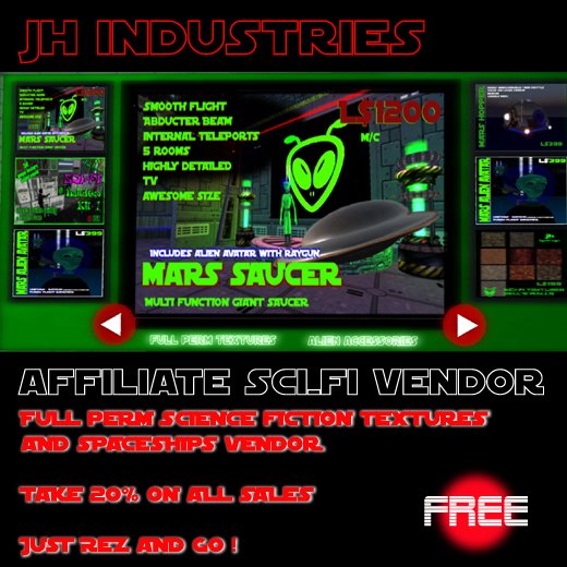 JH Industries Sci-Fi Vendor - Reseller / Affiliate Program 20% commission