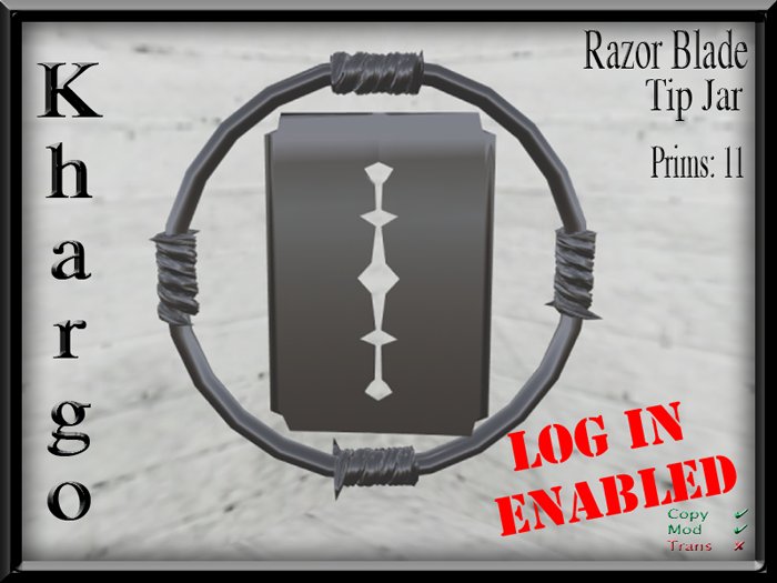 Khargo: Razor Blade Tip Jar / Tipjar- Log In Version for Clubs / Employees / Split Tips