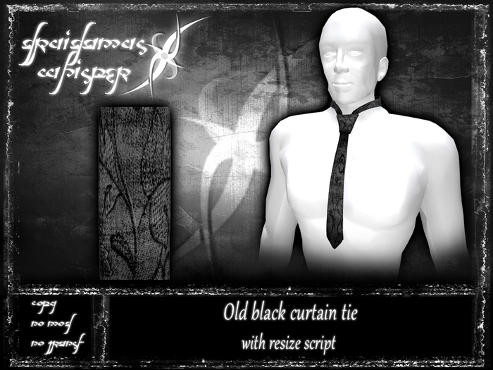 Old black curtain tie