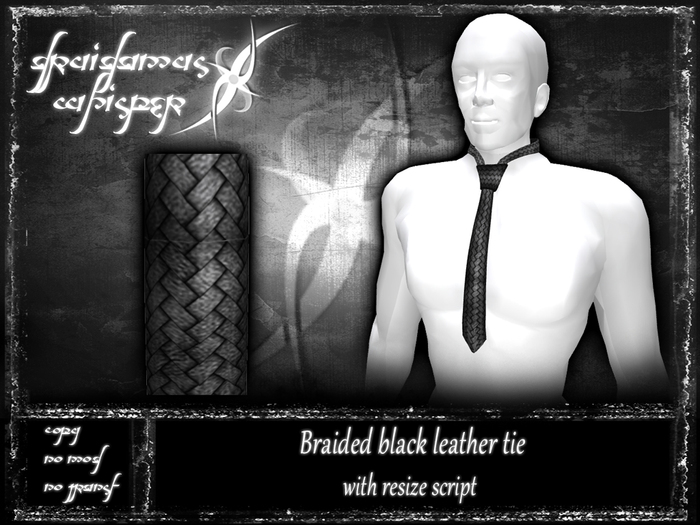 Braided black leather tie