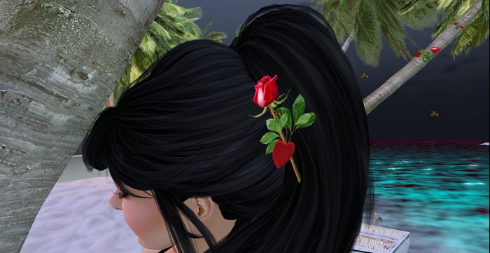 Red Rose worn on HAIR