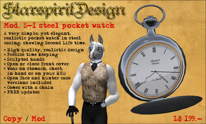 [SSD] Pocket Watch | Mod. S-1 | Steel --- Starspirit Design