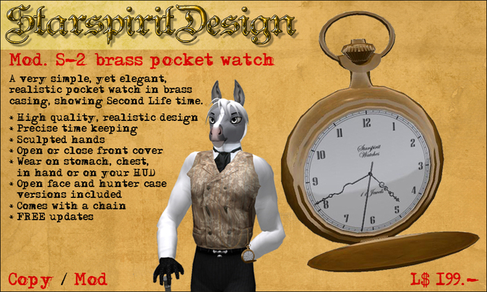 [SSD] Pocket Watch | Mod. S-2 | Brass --- Starspirit Design