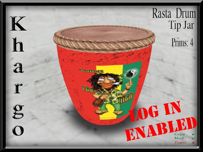 Khargo: Rasta Bongo Tip Jar / Tipjar - Log In Version for Clubs / Employees / Split Tips