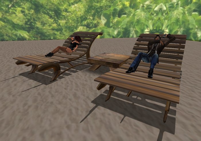 Sunbed set Waved Old Wood