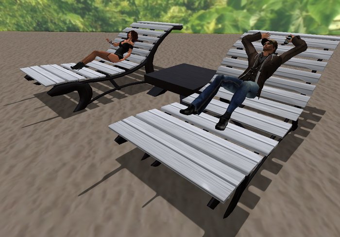 Sunbed set Waved Black & White