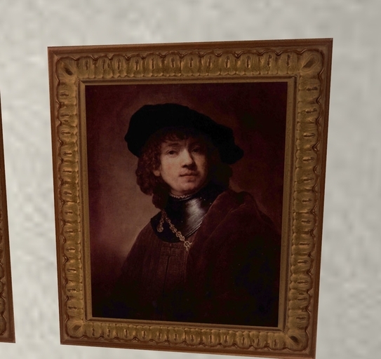 Framed Painting - "Rembrandt self-portrait" (1-prim picture with frame)