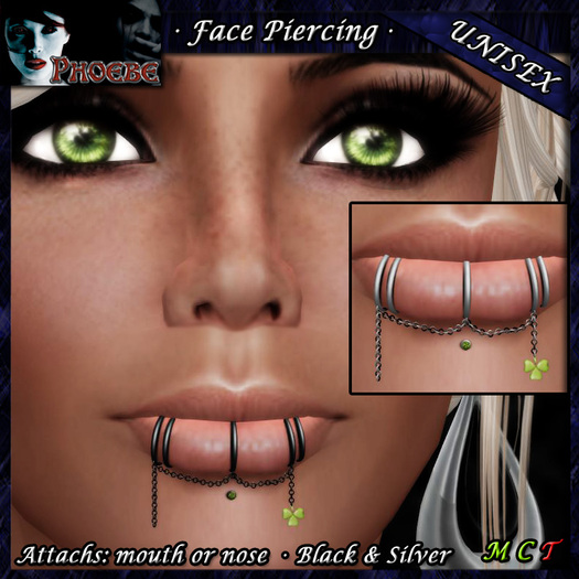 *P* Lucky You Face Piercing ~Black & Silver~
