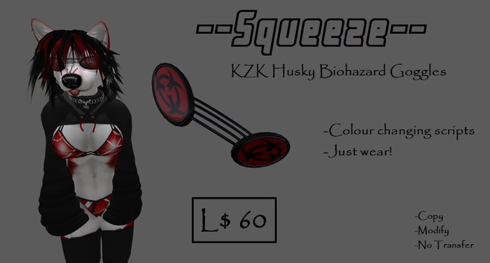 --Squeeze-- KZK Husky Biohazard Goggles   (L$ 60)