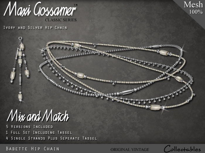 Hip Chain - Babette - Ivory And Silver