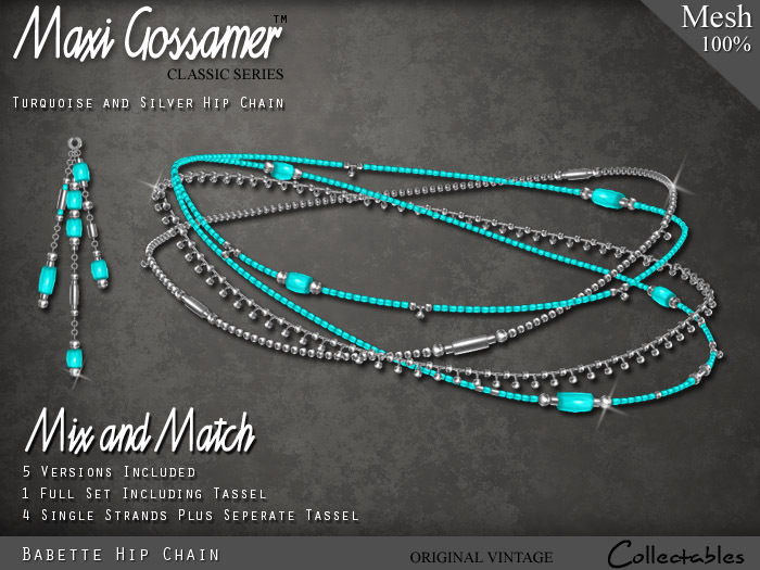 Hip Chain - Babette - Turquoise and Silver