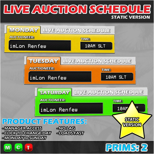 LIVE AUCTION SCHEDULE [STATIC]