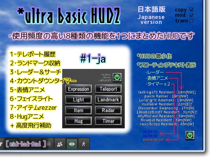 Easy and Convenient Multifunctional HUD (Japanese version #1)★ Radar, Expression, Item Rezzer, Face Light and more!